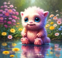 Illustration of fluffy and cute small monster.