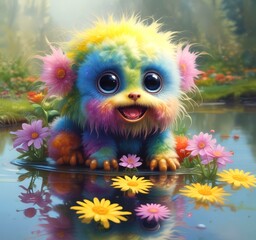 Obraz premium Illustration of fluffy and cute small monster.