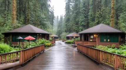Rainy Day at Redwood Forest Cabins Peaceful Retreat
