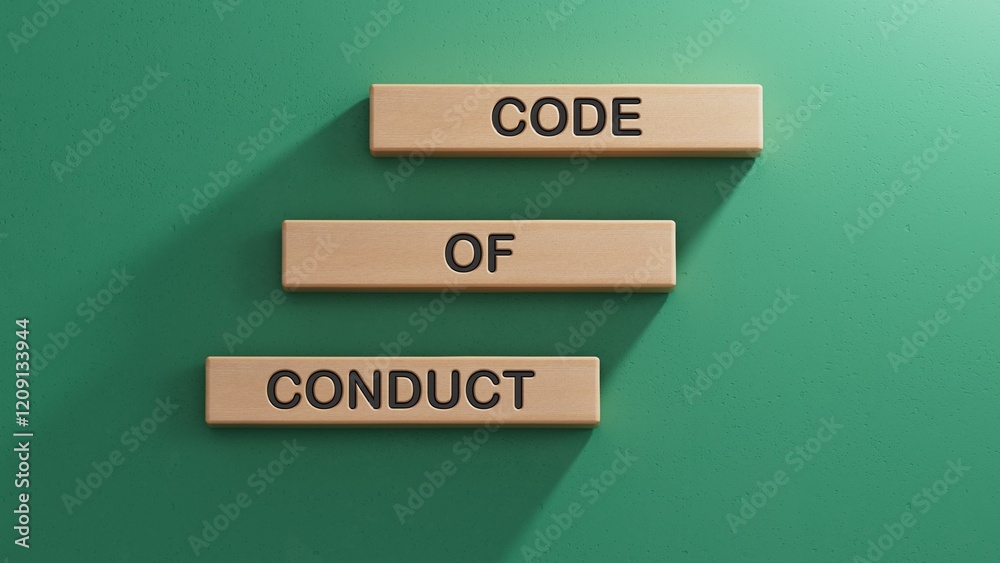 Fototapete code of conduct symbol. wooden blocks with words code of conduct.business and code of conduct concep