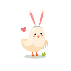 baby chicken wearing rabbit ears