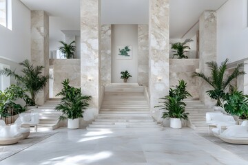 Luxury spa still life with stones and modern interior elements in a stylish room featuring furniture, bathroom, and decorative accents