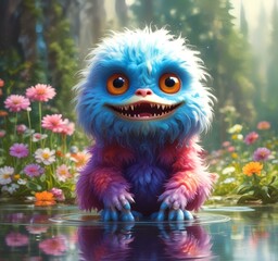 Illustration of fluffy and cute small monster.