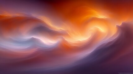 Abstract swirling landscape of orange and purple hues