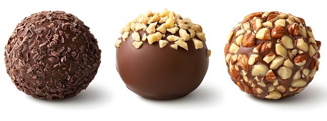 Three Gourmet Chocolate Truffles with Various Toppings