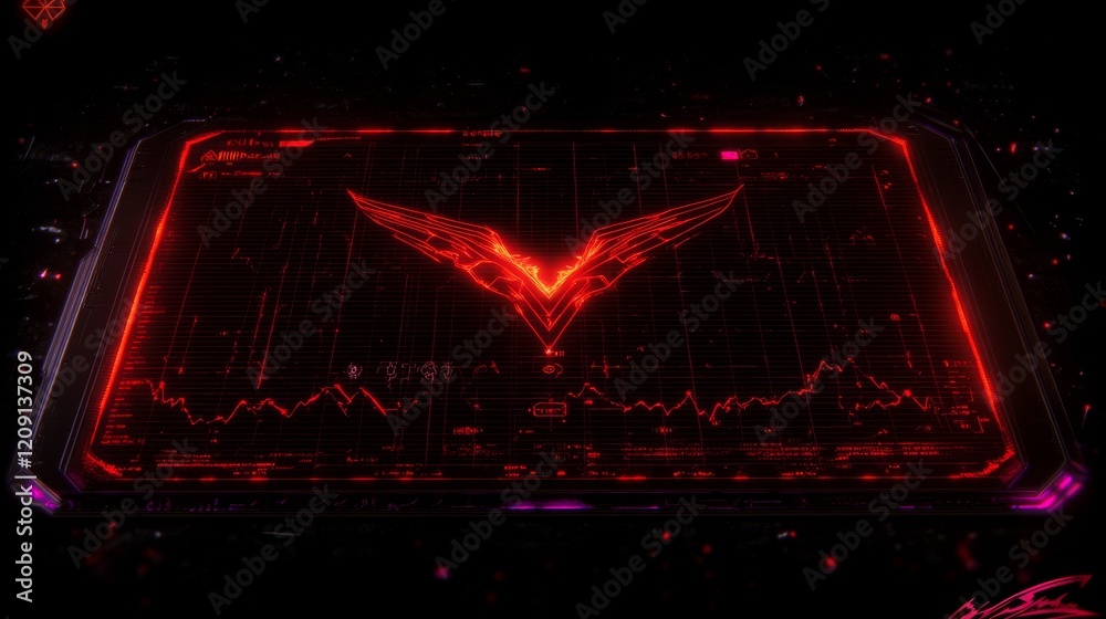 Poster red digital wings data visualization interface