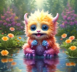 Illustration of fluffy and cute small monster.