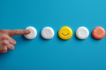 Ai generate happy emotions playful interaction with colorful buttons in a minimalist environment