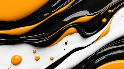 A splash of vibrant orange and black paint creates a dynamic abstract composition.