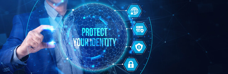 Cyber security data protection business technology privacy concept. Protect your identity on the...