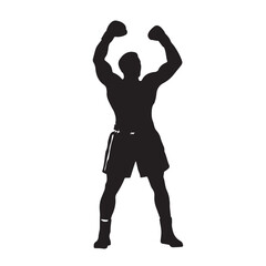 Silhouette of a Boxer Celebrating - Vector Illustration