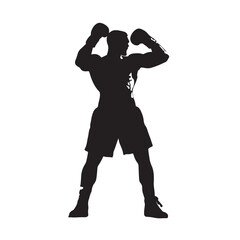 Silhouette of a Boxer in Defense Pose - Vector Illustration