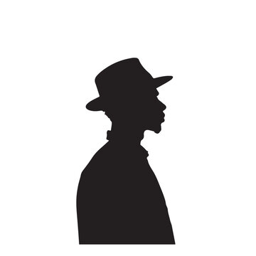 recommend clip art: Silhouette of a Young Man Wearing a Hat Side View - Vector Illustration