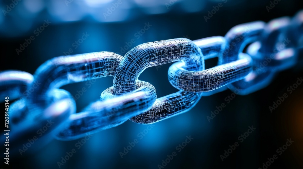 Wall mural abstract digital chain link network security concept data protection technology background