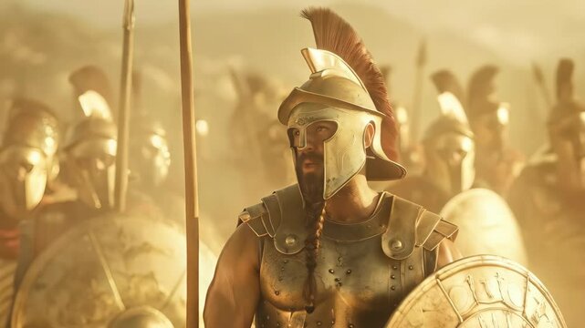 King Leonidas and his spartan hoplites army