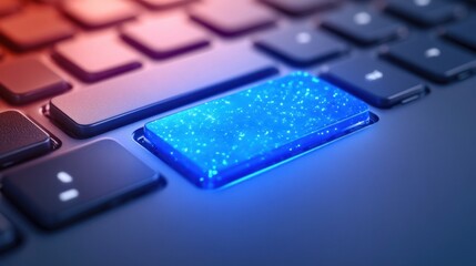 Minimalist Keyboard Close-Up Glossy Blue Key Soft Lighting Modern Design Graphic Resource