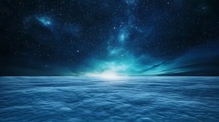An expansive frosty horizon showing Aurora Australis or Aurora Borealis