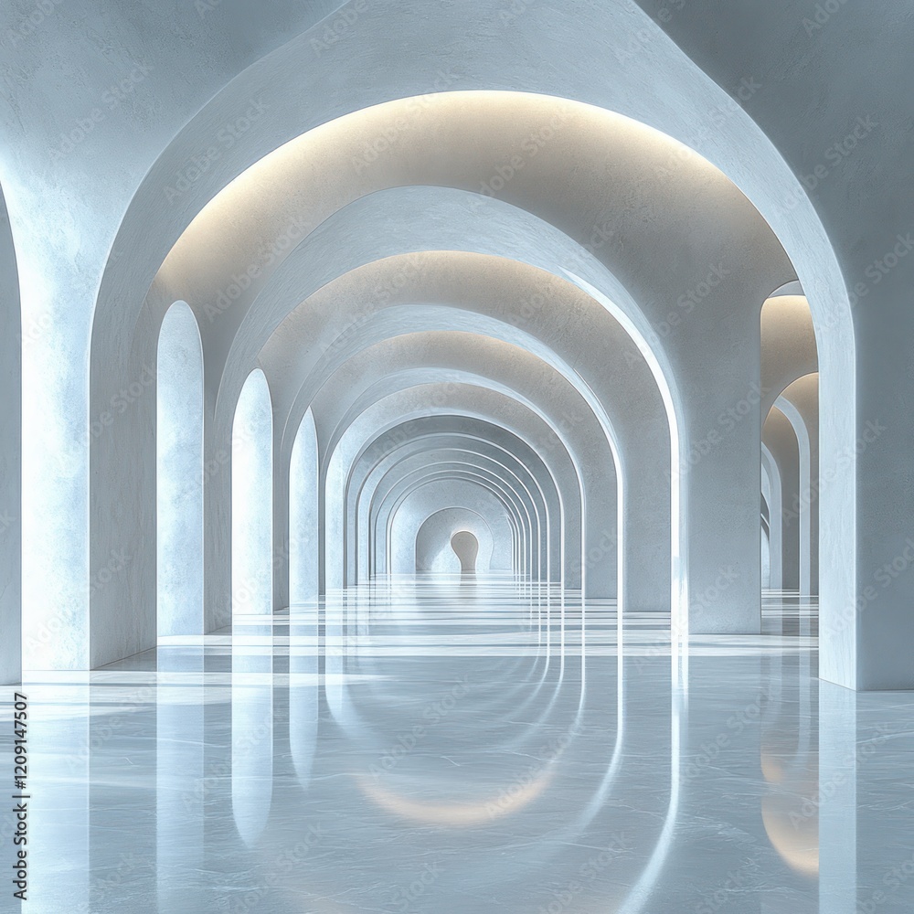 Poster futuristic abstract architecture design with smooth curves and soft light