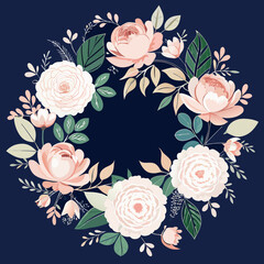 Floral Wreath with Pink Roses