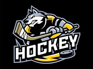 WOLF HOCKEY SPORT MASCOT LOGO