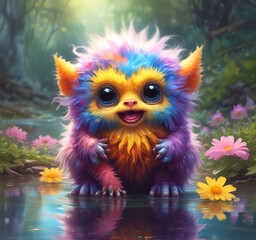 Illustration of fluffy and cute small monster.