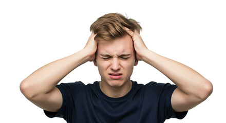 Naklejka premium person with headache on transparent white background, clipping path