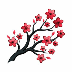 Red Flower Blossom on Branch