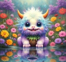 Naklejka premium Illustration of fluffy and cute small monster.