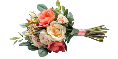 Valentine’s Day Symbols and Romantic Items on Transparent White Background