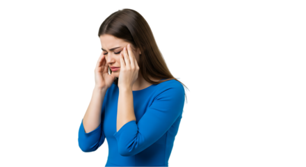 woman thinking on transparent white background, clipping path