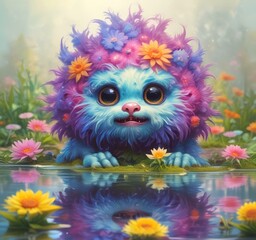 Illustration of fluffy and cute small monster.