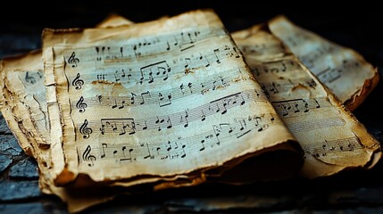 Exploring vintage sheet music studio photography artistic environment close-up view music heritage