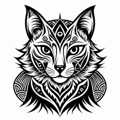black and white cat vector
