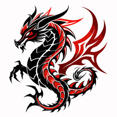 Detailed Red Dragon Vector Image
