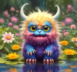 Obraz premium Illustration of fluffy and cute small monster.