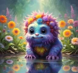 Illustration of fluffy and cute small monster.