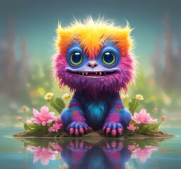 Obraz premium Illustration of fluffy and cute small monster.