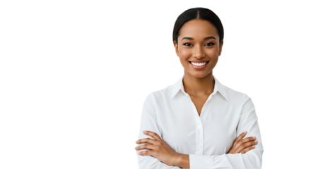 Portrait of a Successful Businesswoman with Arms Crossed on transparent white background, clipping path