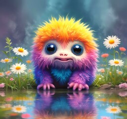 Illustration of fluffy and cute small monster.