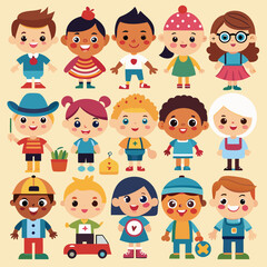 set of cartoon kids vector