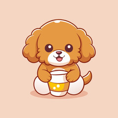 dog child milk illustration