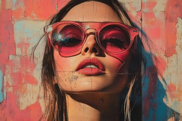 Retro aesthetic plastic collage in bold and vibrant artistic design