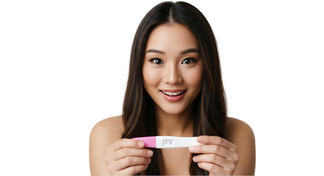 Positive Pregnancy Test Result on transparent white background, clipping path