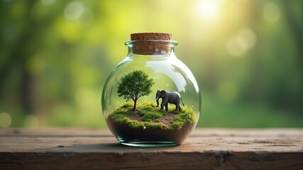 Elephant and Tree in a Bottle