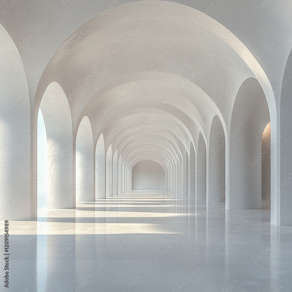 Fototapete futuristic minimalist architecture with smooth curves and soft light