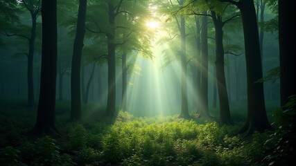 Sunbeams in the Mystical Forest