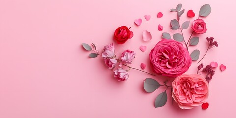 roses on pink background