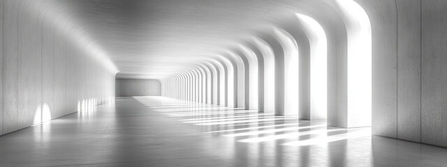 Fototapeta premium Minimalist Architectural Scene with White Textured Walls and Dynamic Lighting