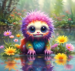 Illustration of fluffy and cute small monster.