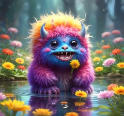 Illustration of fluffy and cute small monster.